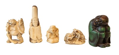 Lot 203 - Five Japanese Meiji period netsukes, one...