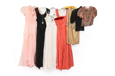 Lot 2021 - Circa 1940/60s Evening Dresses, comprising a...