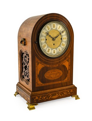 Lot 1090 - A Mahogany Inlaid Quarter Chiming Table Clock,...
