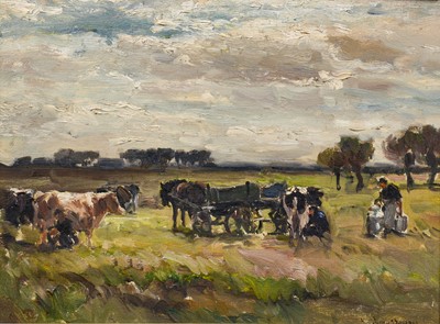 Lot 555 - Owen Bowen ROI, PRCam A (1873-1967) Milking...