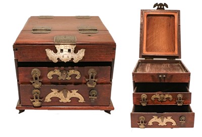 Lot 332 - A Chinese hardwood dressing table box with...