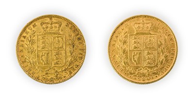Lot 97 - Victoria, Sovereigns (2), 1863, second young...