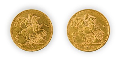 Lot 107 - Victoria, Sovereigns (2), young head left, rev....