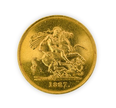 Lot 110 - Victoria, Five Pounds, 1887, Jubilee head left,...
