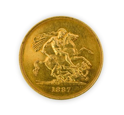 Lot 112 - Victoria, Five Pounds, 1887, Jubilee head left,...