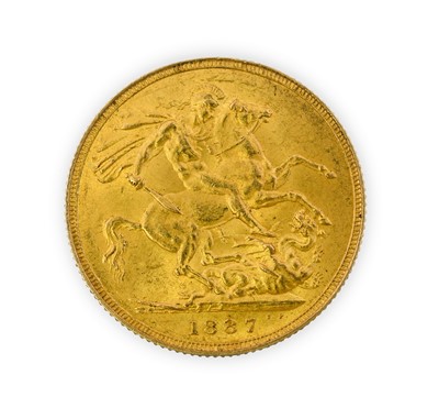 Lot 115 - Victoria, Sovereign, 1887, jubilee head left,...