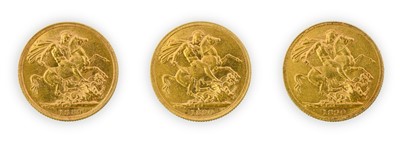 Lot 117 - Victoria, Sovereigns (3), 1889 and 1890 (2),...