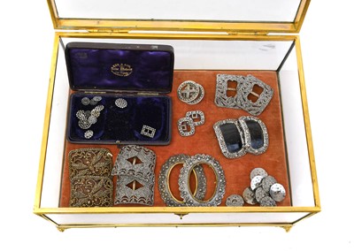 Lot 2166 - Seven Pairs of 19th Century Cut Steel Buckles...