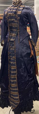 Lot 2027 - 19th Century Purple Silk Bustle Back Dress,...