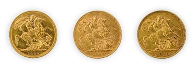 Lot 118 - Victoria, Sovereigns (3), 1889 Melbourne, 1892...