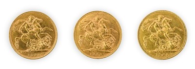 Lot 119 - Victoria, Sovereigns (3), 1893, 1900 and 1901,...