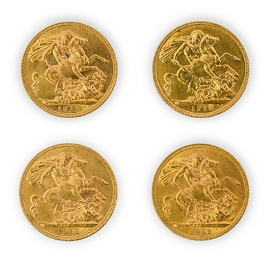 Lot 132 - George V, Sovereigns (4), all 1912, bare head,...