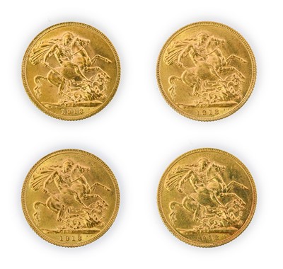 Lot 134 - George V, Sovereigns (4), all 1913, bare head,...