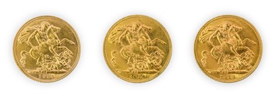 Lot 135 - George V, Sovereigns (3), all 1914, bare head,...