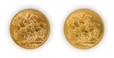 Lot 136 - George V, Sovereigns (2), all 1914, bare head,...
