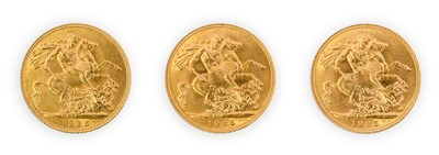 Lot 138 - George V, Sovereigns (3), all 1925, bare head,...