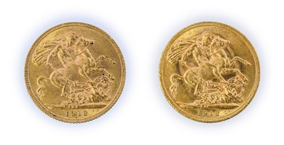 Lot 139 - George V, Sovereigns (2), 1912 and 1912...