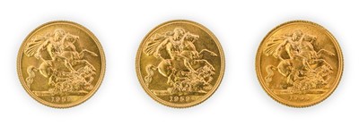 Lot 150 - Elizabeth II, Sovereigns (3), 1959 (2) and...