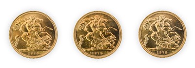 Lot 156 - Elizabeth II, Sovereigns (3), 1976 and 1979(2),...