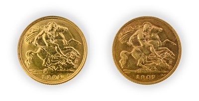 Lot 167 - Edward VII, Half Sovereigns (2), 1905 and 1907,...