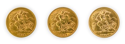 Lot 172 - George V, Half Sovereigns (3), 1914, bare head,...