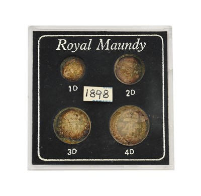 Lot 182 - Victoria, maundy set, 1898, old veiled head...