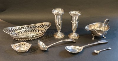 Lot 296 - A group of silver, including: a pair of vases,...