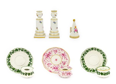 Lot 651 - A Pair of Meissen Porcelain Inkwells, Stands...