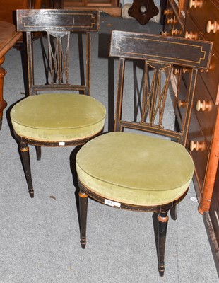 Lot 1378 - A pair of continental stained wood dining chairs