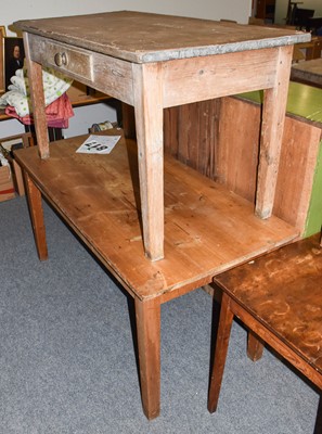 Lot 1224 - An early 20th century pine kitchen table of...