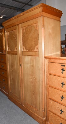 Lot 1320 - A Victorian Gothic revival Ash double door...