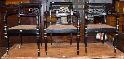 Lot 1374 - A set of three Regency black and gilt Japanned...