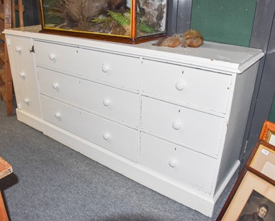 Lot 1223 - A Victorian painted pine long chest, the...