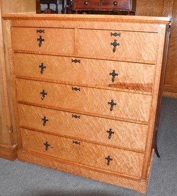 Lot 1319 - A Victorian birdseye maple straight fronted...