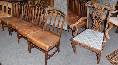 Lot 1366 - A carved mahogany armchair, in George III...