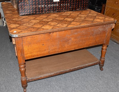 Lot 1226 - An imposing Victorian pine kitchen table, the...