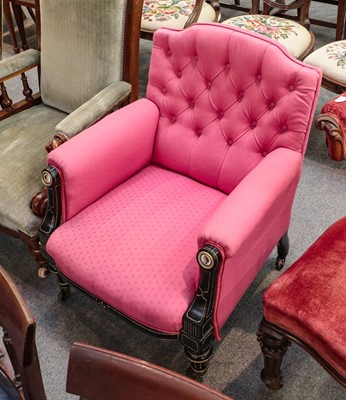 Lot 1359 - A Victorian parcel-gilt ebonised and pink...