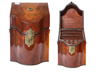 Lot 349 - A George III serpentine fronted mahogany knife...