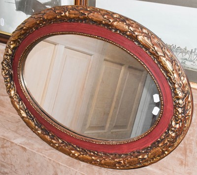 Lot 1193 - Large rectangular bevel edge glass mirror; and...