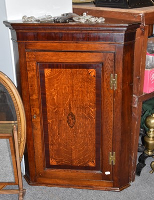 Lot 1309 - A George III inlaid wall hanging corner...