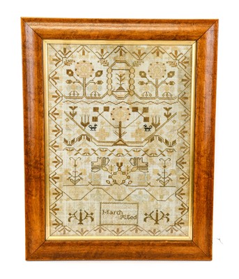 Lot 2178 - A Band Type Sampler Worked by Susan Seex Aged...