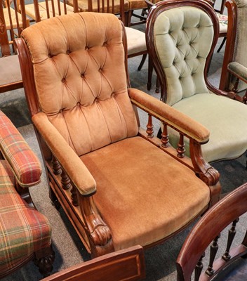 Lot 1362 - Victorian mahogany armchair with button back...