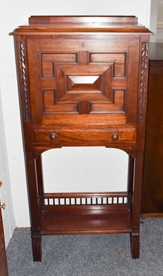 Lot 1256 - A carved and panelled oak bureau, (the fall...