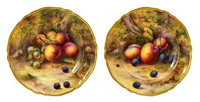 Lot 647 - A Pair of Royal Worcester Porcelain Circular...