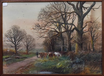Lot 1179 - Henry Charles Fox (1860-1925) A farmer droving...