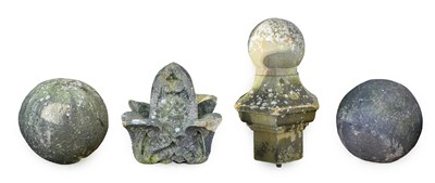 Lot 1077 - A Pair of Sandstone Spherical Finials, 45cm...
