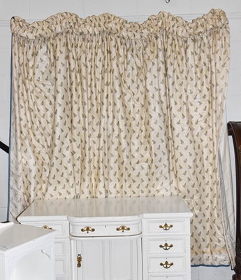 Lot 1264 - A pair of silk-lined and interlined curtains,...