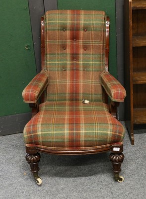 Lot 1363 - A 19th-century mahogany open armchair, later...