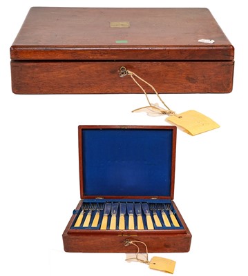 Lot 303 - A mahogany cased canteen of silver plated...