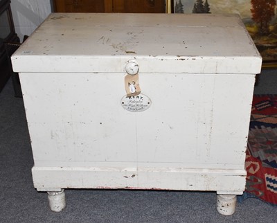 Lot 1287 - A Victorian white painted cold box, the lid...